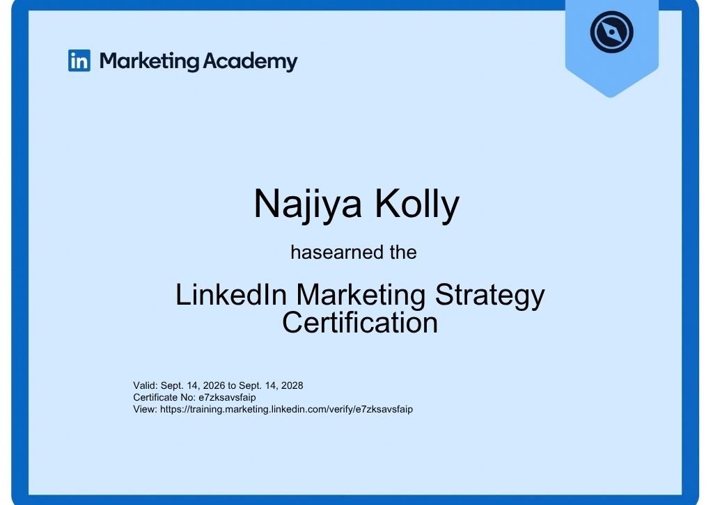 Best digital marketer in Calicut-linkedin certificate