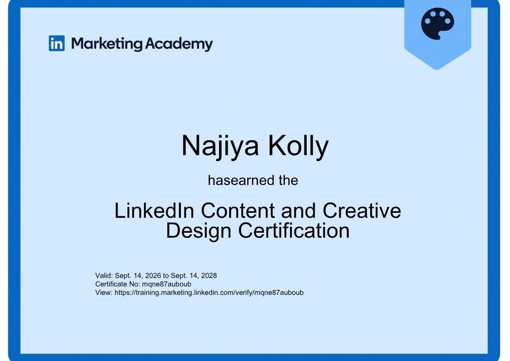 Best digital marketer in Calicut-linkedin certificate