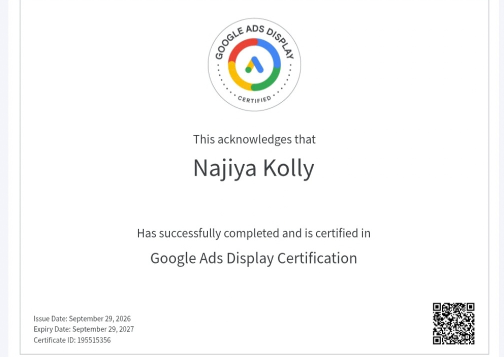 Best digital marketer in Calicut - google display certificate
